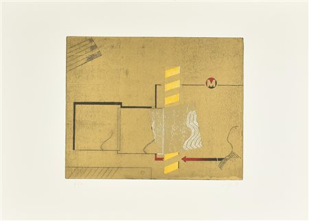 Ignoto COMPOSIZIONE serigrafia su carta, cm 50x70; es. P.A. firma, data e...