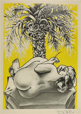 Ercole Pignatelli NUDO E PALMA riproduzione a stampa, cm 70x50 firma e titolo...