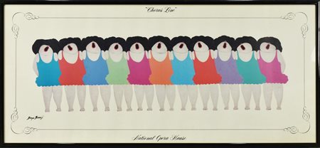 Boris Buzkij CHORUS LINE serigrafia su carta, cm 44x98 firma in lastra