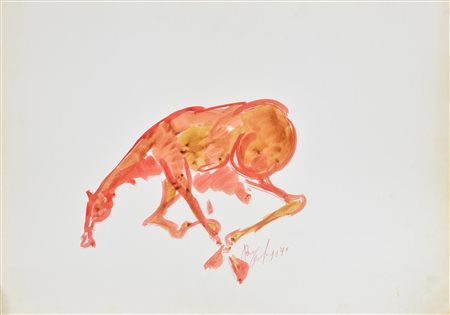 Piero Cerato CAVALLO tecnica mista su carta, cm 39x55 firma e data eseguita...