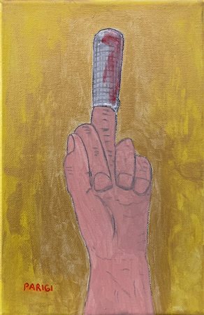 Claudio Parigi FUNZIONI DIGITALI acrilico su tela, cm 29,5x20 firma sul...