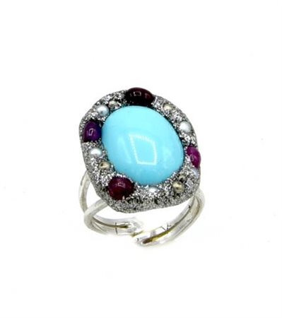 ANELLO IN ARGENTO CON PASTA DI TURCHESE in argento 925 con pasta turchese di...