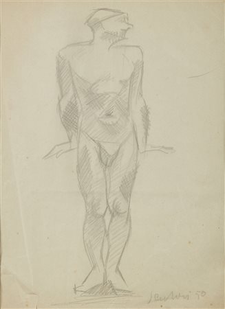 SARTORI AMLETO  (1915 - 1962) - Maschera (personaggio in posa per una scenografia teatrale). .