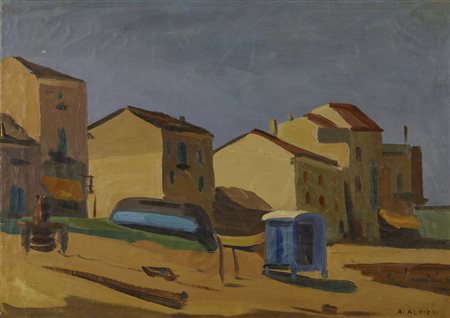 ALFIERI ATTILIO (1904 - 1992) - Case lungo la spiaggia.
