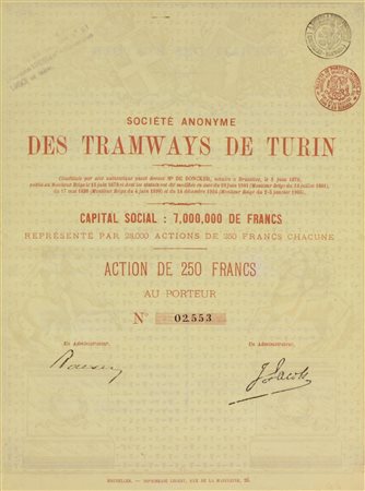 CEDOLA AZIONARIA cedola azionaria protocollata dalla Banca di Bruxelles cm 25x19