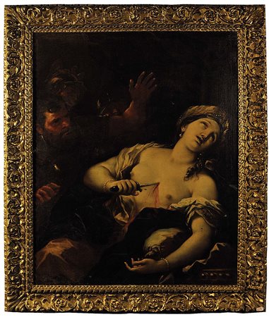 LUCA GIORDANO (1632/34-1705) Lucrezia Olio su tela, 127,6x103,6 cm. La...