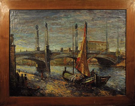 MICHELE CASCELLA (1892 1989) Pescara, 1939 Olio su tela, 67,4x90,5 cm. Firma...