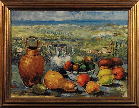 MICHELE CASCELLA (1892 1989). ATTRIBUITO A Natura morta con sfondo di...