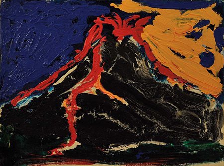 MARIO SCHIFANO (1934-1998) Vulcano Smalto e acrilico su tela, 30x40 cm. Firma...