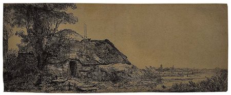 REMBRANDT HARMENSZOON VAN RIJN (1606 1669) Paesaggio con casa contadina e...