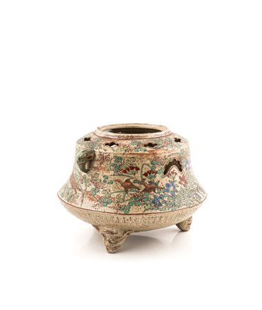 Incensiere in porcellana policroma