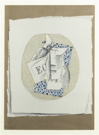 GEORGES BRAQUE<BR>Argenteuil (Francia) 1882 - 1963 Parigi<BR>"Verre et journal"