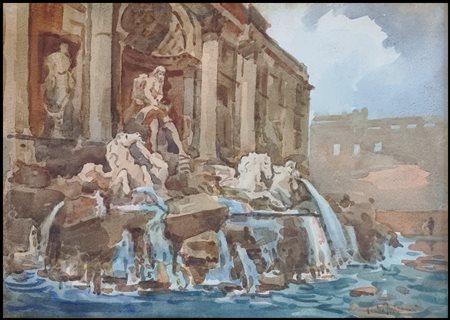 FALZONI GIULIO Marmirolo (MN) 1900 - Milano 1979 "Roma Fontana di Trevi"
