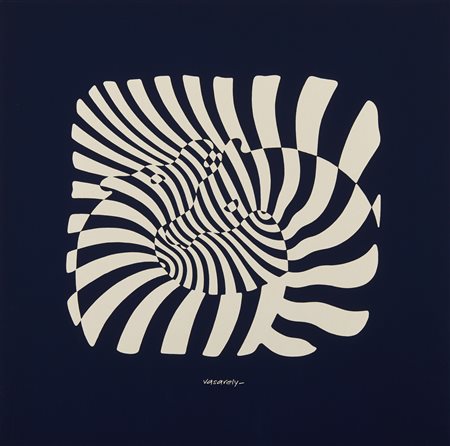 VASARELY VICTOR (1906 - 1997) - Zebra su fondo blu.