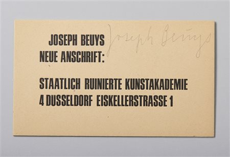 BEUYS JOSEPH (1921 - 1986) - Neue Anschrift. .