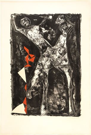 Marino Marini (Pistoia 1901 – Viareggio 1980), “Cavalier sur fond noir etoile”, 1961.