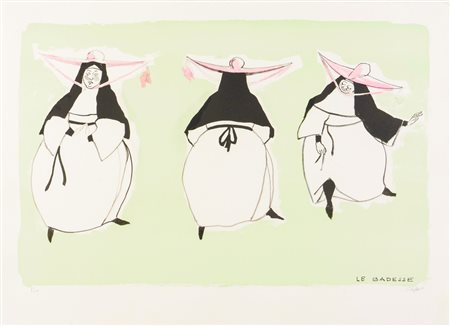 Nino Caffè (Alfedena 1908 - Pesaro 1975), “Le Badesse”.