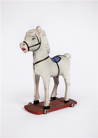 Piccolo cavallo giocattolo in cartapesta e legno dipinti, XX secolo