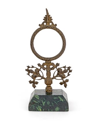 Porta orologio da tavolo in bronzo e marmo