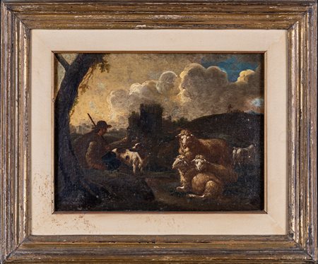 Paesaggio con pastore e gregge