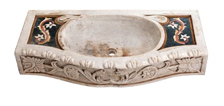 Lavandino in marmo bianco, XX secolo