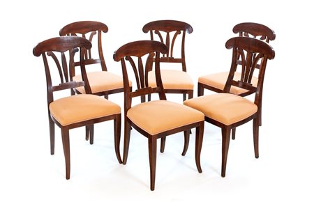 Sei sedie in mogano, XIX secolo