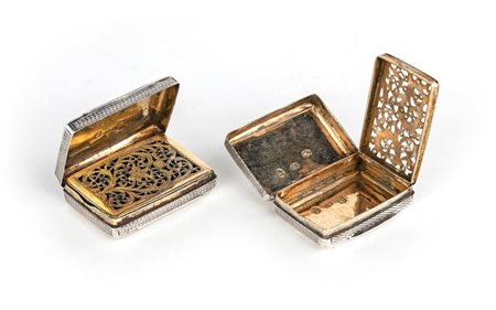 Due vinaigrette in argento 925/1000, Birmingham, 1825 e 1828