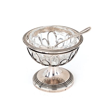 Saliera in argento 950/1000, Francia 1793, argentiere L.R.