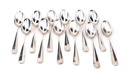 Dodici cucchiaini da dolce in argento, Regno di Sardegna, città di Genova 1840 ca.