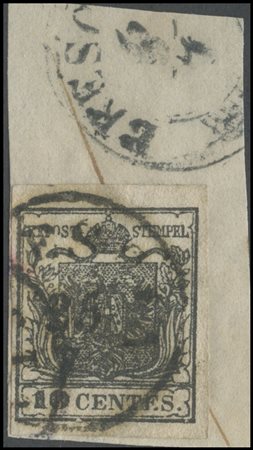 Lombardy - Venetia, 1850, 10c. Black N.2, late edition.