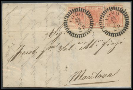 Lombardy - Venetia, 24/6/1851, Letter from Como to Mantova posted for 45c....