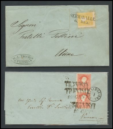 Lombardy - Venetia, 1858, II issue, noteworthy lot of 5 letters.