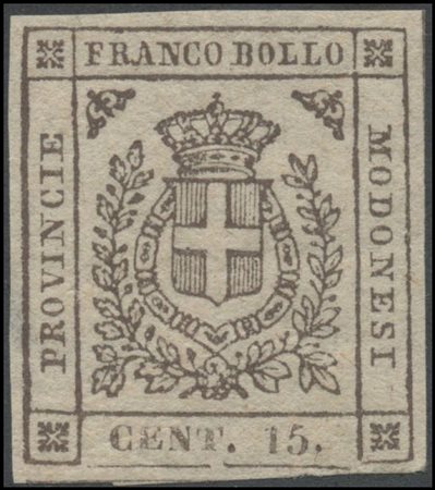 Modena, 1859, 15c. N.13 Brown, MH. (A+) (Cert. Sorani)
