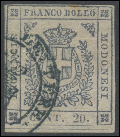 Modena, 1859, interim government, 20c. N.15 Violet slate-colored, used, and...