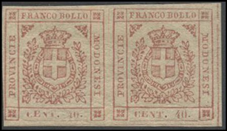 Modena, 1859, 40c.Carmine Pink N.17, new pair, gummed, MH. (A+)