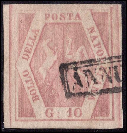 Naples, 1858, N.10a Purplish Pink with a noteworthy crease of the original...