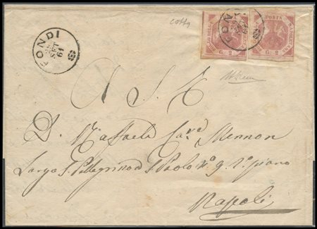 Naples, 29.9.1861, Letter from Fondi to Naples posted with two 2gr. N.5d...