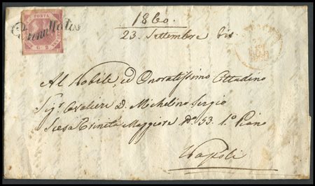 Naples, Letter from Gerace to Naples posted with a 2gr. Carmine Pink N.5d and...