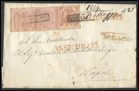 Naples, 07.05.1859, Letter from Gerace to Naples posted with a 4gr. using the...