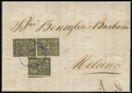 Parma, Letter from Piacenza to Milan posted with a 15c. using a pair plus 5c....