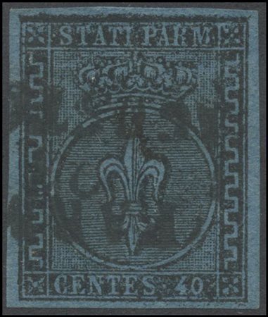 Parma, 1852, 40c. N.5 Light Blue, used. (A)