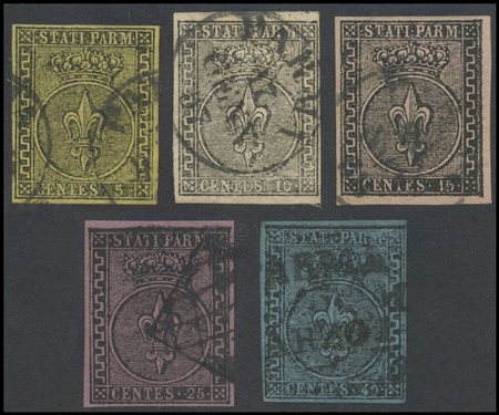 Parma, 1852, N.1/5 used, complete high-quality series. (A+)