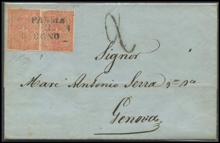 Parma, Letter from Parma to Genoa posted with a 30c. using a couple of 15c....