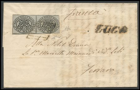 Papal States, 10.04.1856, letter from Lugo to Ferrara posted with 1baj using...