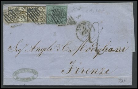Papal States, 4.12.1863, Letter from Rome to Florence posted with 5Baj. using...