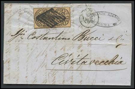 Papal States, 21.05.1856, Letter from Rome to Civitavecchia posted with...