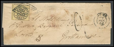 Papal States, 21.08.1863, Letter from Rome to Grottammare posted with 3Baj....