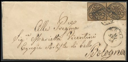 Papal States, 04.09.1858, Letter from Rome to Bologna posted with 6Baj. using...