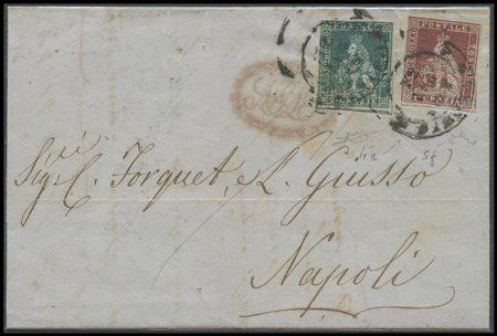 Tuscany, 12.7.1856, Letter from Florence to Naples posted with 3cr. using a...