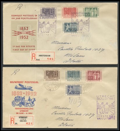 Netherlands, 1952, N.574/577 and 578/581 on two letters with special...